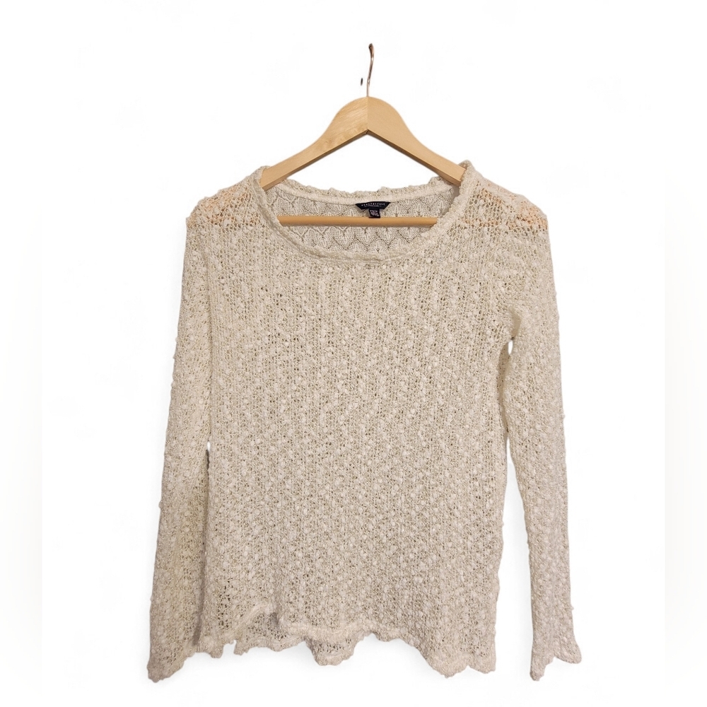 Aeropostale Cream Open-Weave Lightweight Knit Sweater
